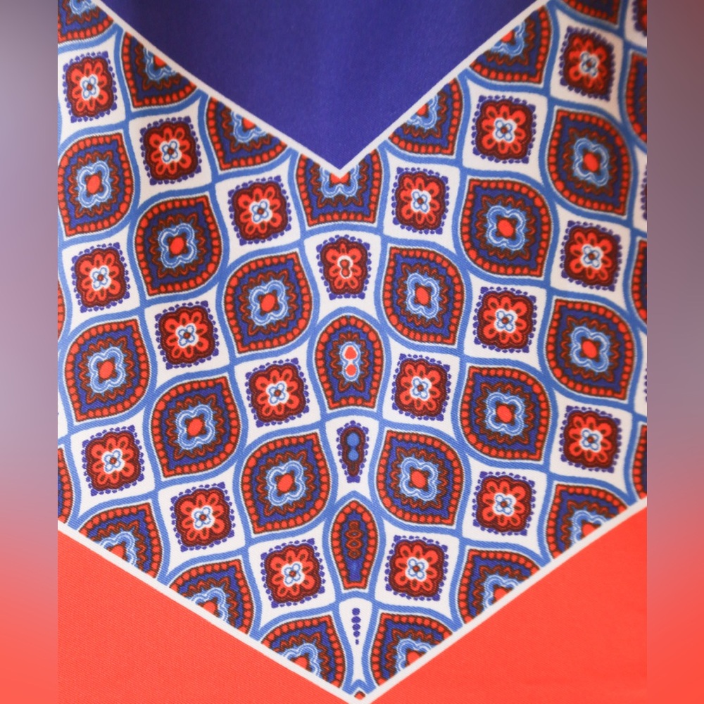 Banana Republic Geometric Halter Shift Dress Blue Orange Size 8 - Picture 8 of 13